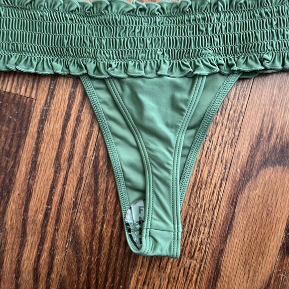 Frankie’s Bikinis Sophia Satin Micro Bikini Bottom in Sea Moss - Picture 6 of 7